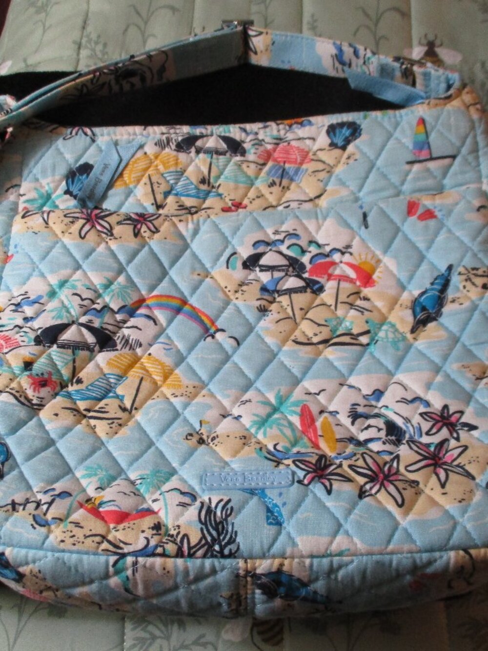Vera Bradley Oullet Quilted Large Hipster Summer Beach Scenes Crossbosy Bag